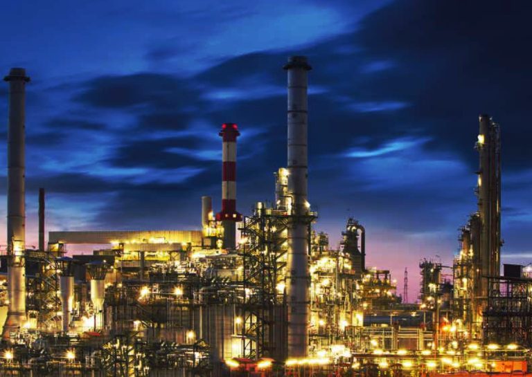 Industrial Oil Plant Night View